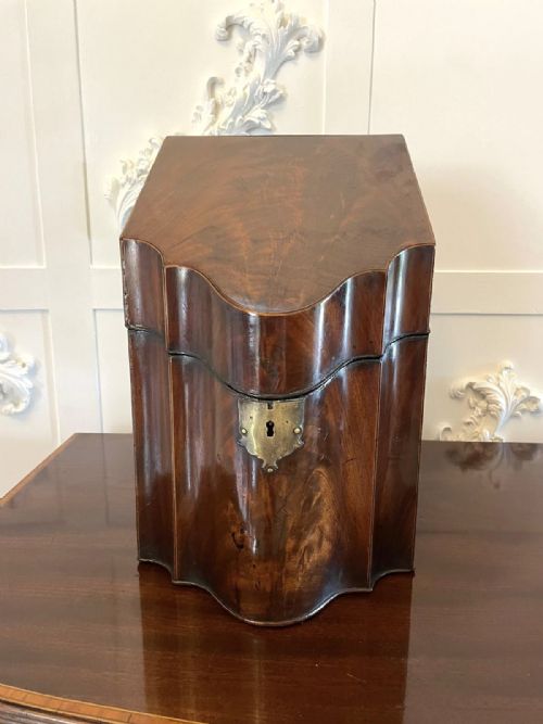 ANTIQUE GEORGE III QUALITY FIGURED MAHOGANY SERPENTINE SHAPED STORAGE BOX - ADDITIONAL PHOTO 3