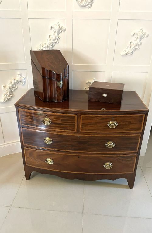 ANTIQUE GEORGE III QUALITY FIGURED MAHOGANY SERPENTINE SHAPED STORAGE BOX - ADDITIONAL PHOTO 4