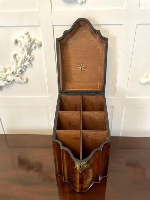 ANTIQUE GEORGE III QUALITY FIGURED MAHOGANY SERPENTINE SHAPED STORAGE BOX - ADDITIONAL PHOTO 5