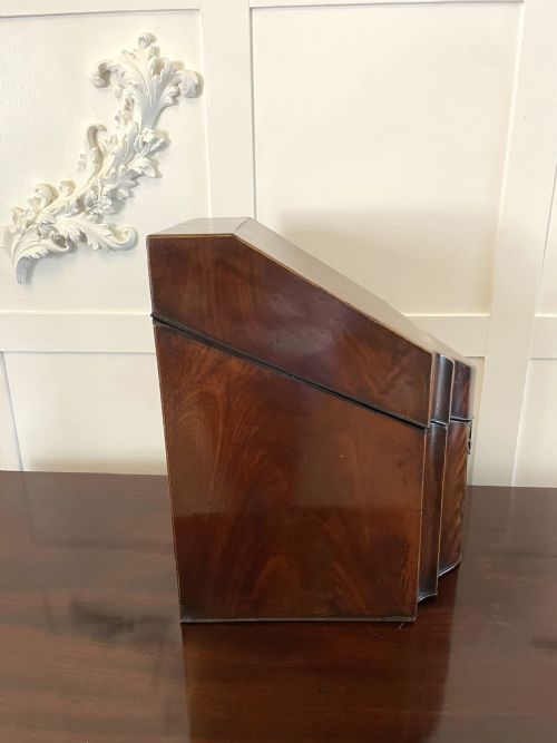 ANTIQUE GEORGE III QUALITY FIGURED MAHOGANY SERPENTINE SHAPED STORAGE BOX - ADDITIONAL PHOTO 8