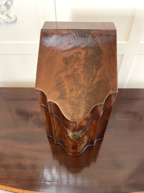 ANTIQUE GEORGE III QUALITY FIGURED MAHOGANY SERPENTINE SHAPED STORAGE BOX - ADDITIONAL PHOTO 9