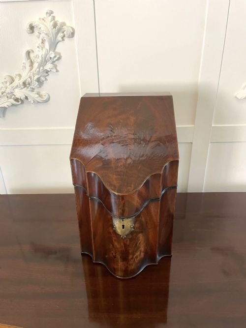 ANTIQUE GEORGE III QUALITY FIGURED MAHOGANY SERPENTINE SHAPED STORAGE BOX - ADDITIONAL PHOTO 10