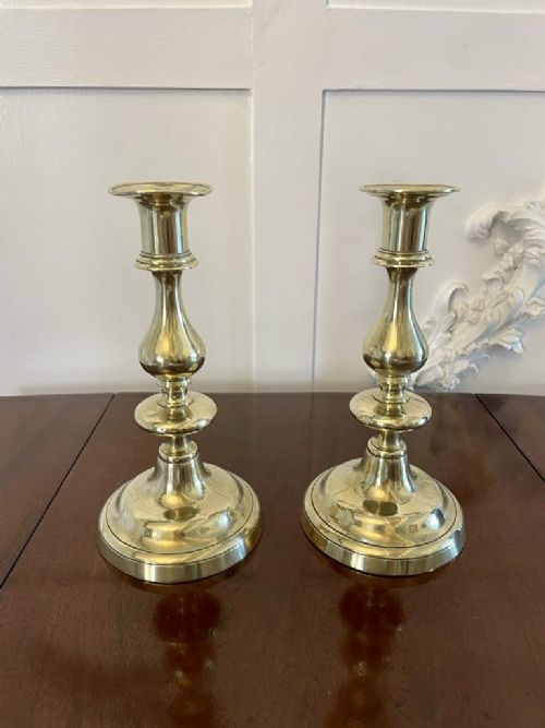 Pair of Antique Victorian Brass Candlesticks 
