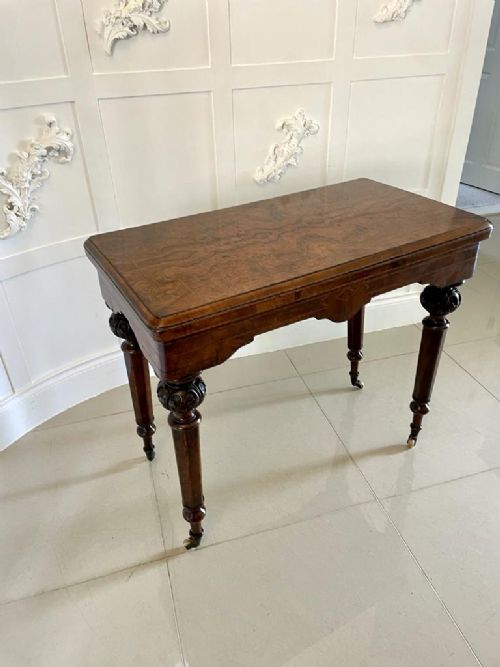 Antique Victorian Quality Burr Walnut Inlaid Freestanding Card/side Table 
