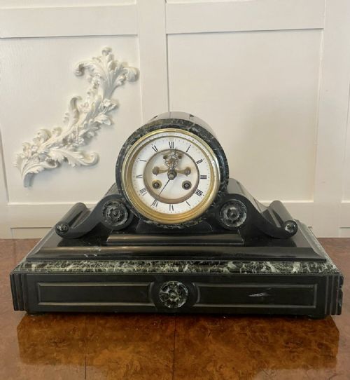Antique Victorian Quality Drum Head Marble Clock 
