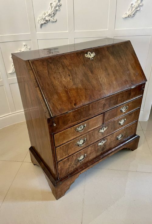 Antique George I Quality Figured Walnut Bureau 

