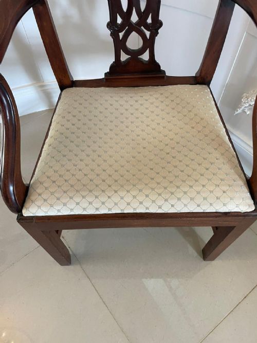 ANTIQUE GEORGE III CARVED MAHOGANY ELBOWDESK CHAIR - ADDITIONAL PHOTO 1