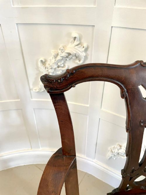 ANTIQUE GEORGE III CARVED MAHOGANY ELBOWDESK CHAIR - ADDITIONAL PHOTO 3