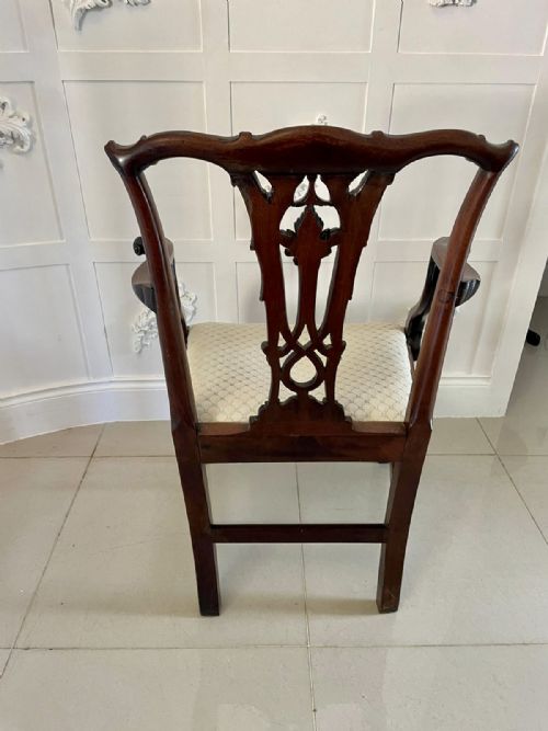 ANTIQUE GEORGE III CARVED MAHOGANY ELBOWDESK CHAIR - ADDITIONAL PHOTO 6