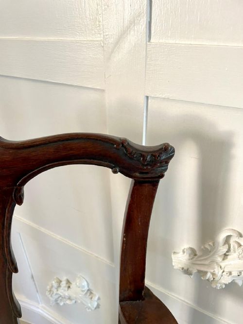 ANTIQUE GEORGE III CARVED MAHOGANY ELBOWDESK CHAIR - ADDITIONAL PHOTO 7