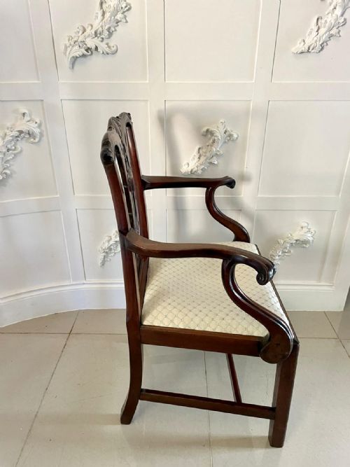 ANTIQUE GEORGE III CARVED MAHOGANY ELBOWDESK CHAIR - ADDITIONAL PHOTO 8