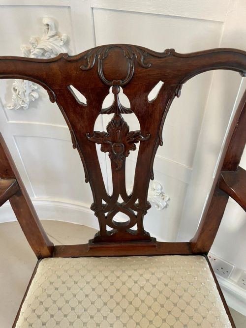ANTIQUE GEORGE III CARVED MAHOGANY ELBOWDESK CHAIR - ADDITIONAL PHOTO 9