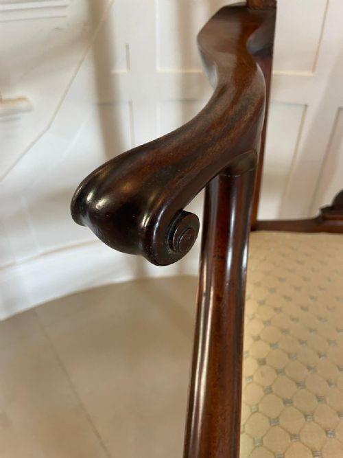 ANTIQUE GEORGE III CARVED MAHOGANY ELBOWDESK CHAIR - ADDITIONAL PHOTO 10