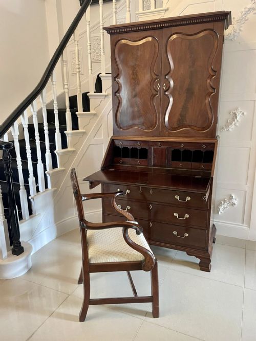 ANTIQUE GEORGE III CARVED MAHOGANY ELBOWDESK CHAIR - ADDITIONAL PHOTO 11