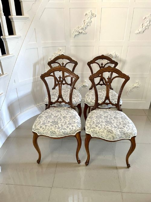Quality Set of 4 Antique Victorian Walnut Dining Chairs
