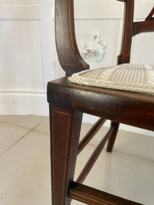 ANTIQUE EDWARDIAN INLAID MAHOGANY ARMCHAIR - ADDITIONAL PHOTO 7