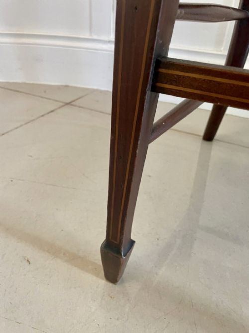 ANTIQUE EDWARDIAN INLAID MAHOGANY ARMCHAIR - ADDITIONAL PHOTO 8