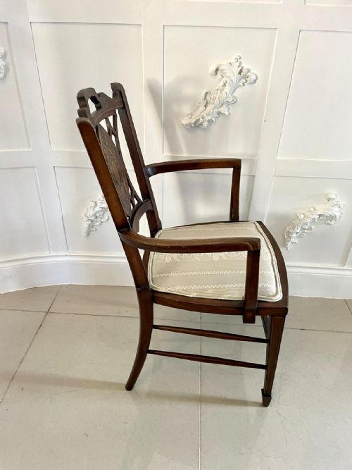 ANTIQUE EDWARDIAN INLAID MAHOGANY ARMCHAIR - ADDITIONAL PHOTO 15
