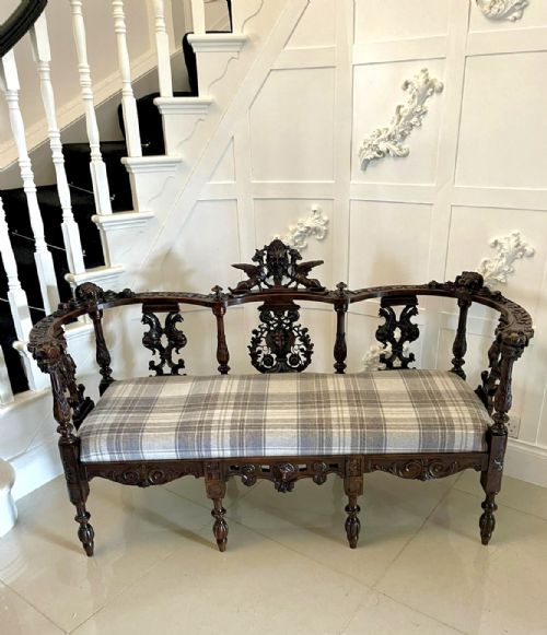 Outstanding Quality Carved Walnut Italian Settee
