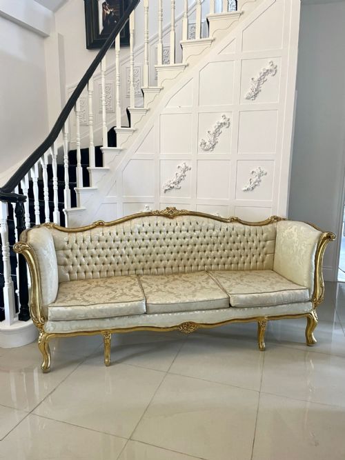 Quality Antique Victorian Large Carved French Gilded Settee 
