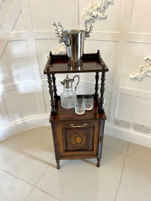 ANTIQUE VICTORIAN QUALITY ROSEWOOD MARQUETRY INLAID COAL BOX - ADDITIONAL PHOTO 4