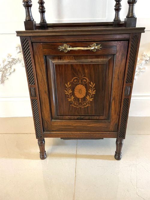ANTIQUE VICTORIAN QUALITY ROSEWOOD MARQUETRY INLAID COAL BOX - ADDITIONAL PHOTO 10