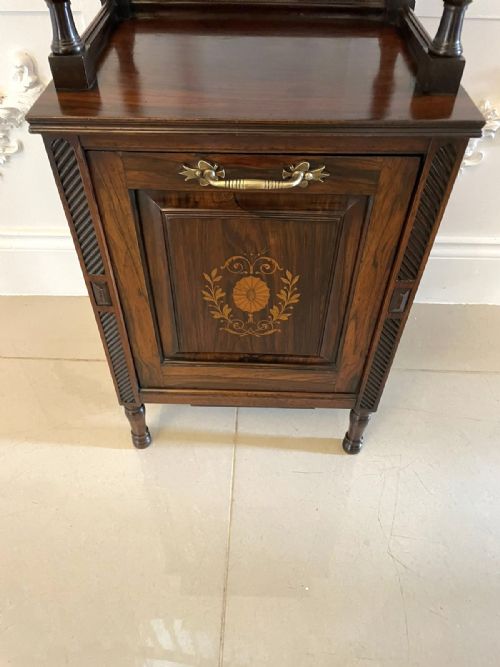 ANTIQUE VICTORIAN QUALITY ROSEWOOD MARQUETRY INLAID COAL BOX - ADDITIONAL PHOTO 11