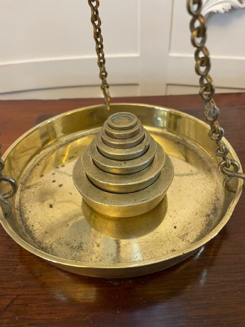 ANTIQUE PAIR OF BRASS SCALES BARTLETT SONS - ADDITIONAL PHOTO 1