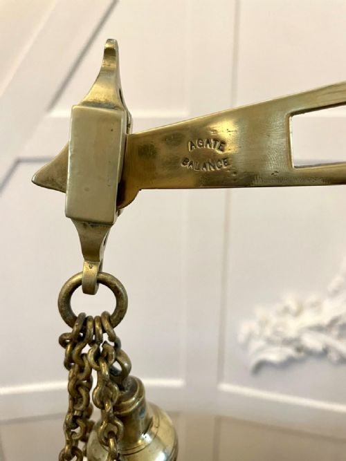 ANTIQUE PAIR OF BRASS SCALES BARTLETT SONS - ADDITIONAL PHOTO 6