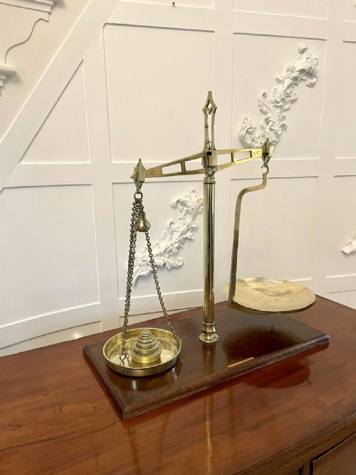 ANTIQUE PAIR OF BRASS SCALES BARTLETT SONS - ADDITIONAL PHOTO 7