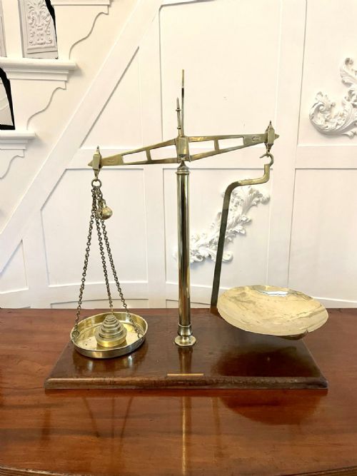 ANTIQUE PAIR OF BRASS SCALES BARTLETT SONS - ADDITIONAL PHOTO 9