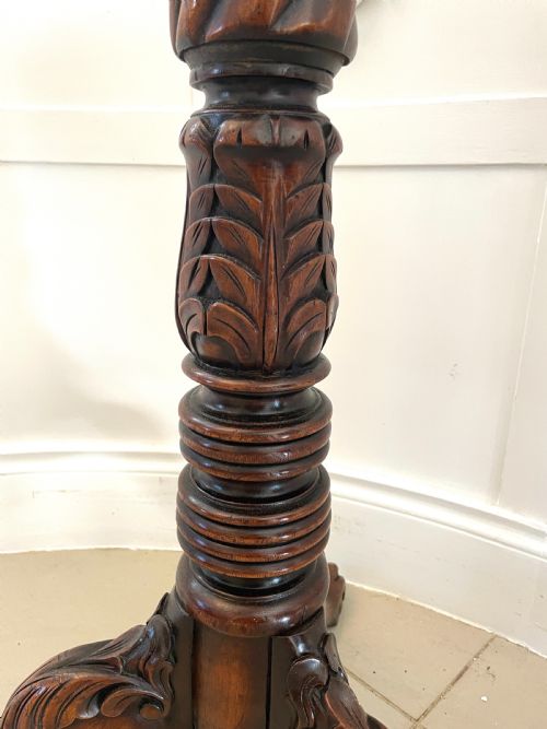 ANTIQUE VICTORIAN QUALITY CARVED MAHOGANY TORCHERE - ADDITIONAL PHOTO 6