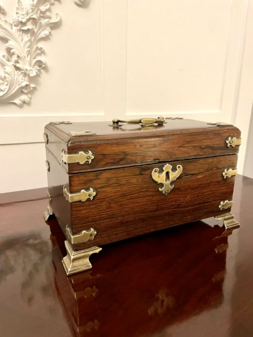 Antique George III Quality Rosewood and Brass Tea Caddy
