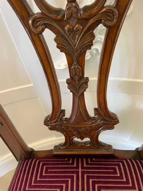 fig 1.  Set of 12 Antique Quality Carved Mahogany Dining Chairs 
