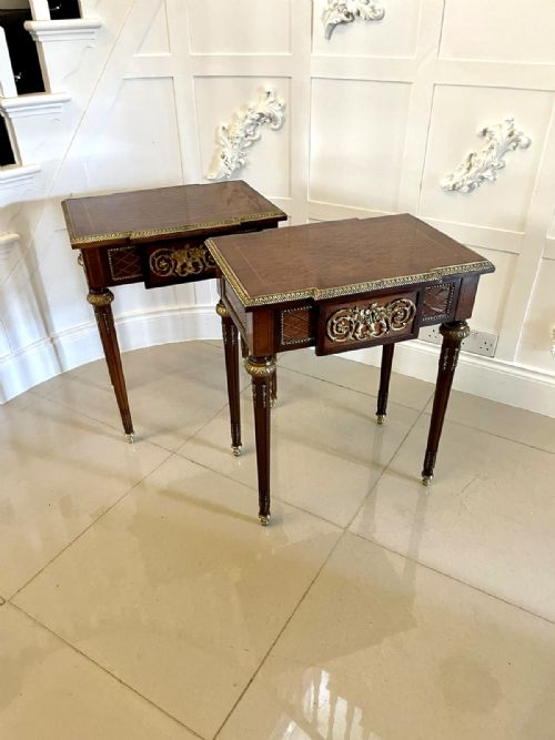 Pair of Quality Antique French Kingwood Freestanding Lamp or Bedside Tables
