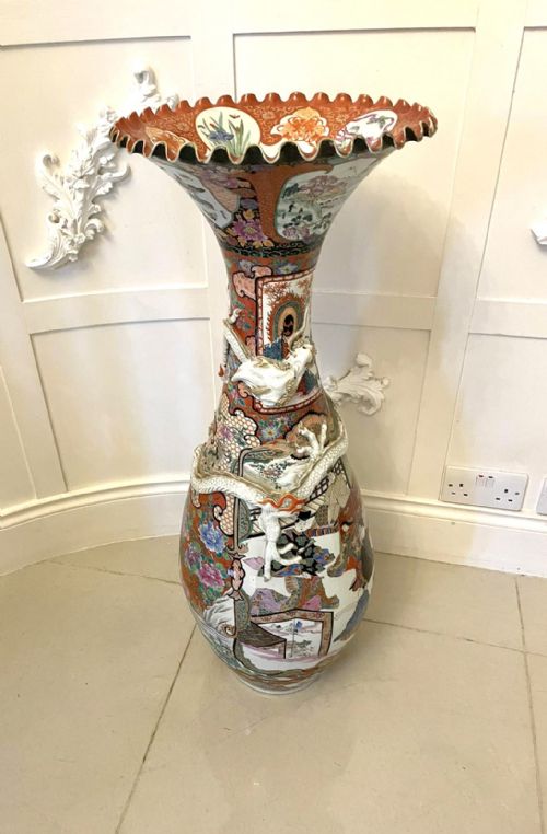 Large Antique Quality Japanese Imari Floor Standing Vase 
