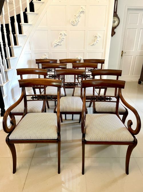 Fine Quality Set of 10 Antique Regency Mahogany Dining Chairs 
