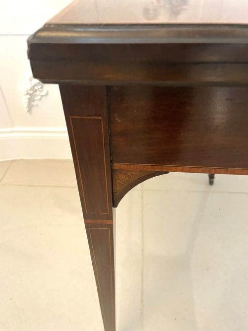 ANTIQUE EDWARDIAN QUALITY MAHOGANY INLAID GAMES TABLE - ADDITIONAL PHOTO 4