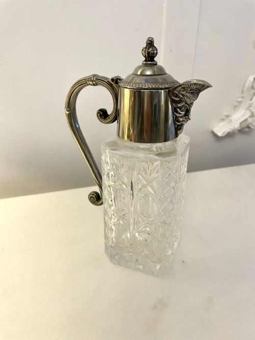 UNUSUAL SQUARE ANTIQUE EDWARDIAN QUALITY CLARET JUG - ADDITIONAL PHOTO 4