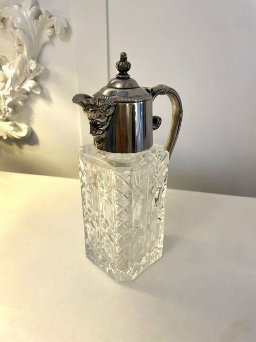 UNUSUAL SQUARE ANTIQUE EDWARDIAN QUALITY CLARET JUG - ADDITIONAL PHOTO 6