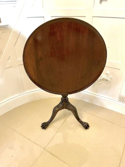 Antique George III Quality Carved Mahogany Dish Top Lamp/side Table 
