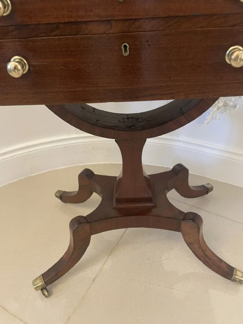 SUPERB QUALITY ANTIQUE REGENCY FREESTANDING MAHOGANY SEWINGSIDE TABLE - ADDITIONAL PHOTO 10