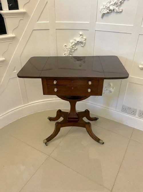 SUPERB QUALITY ANTIQUE REGENCY FREESTANDING MAHOGANY SEWINGSIDE TABLE - ADDITIONAL PHOTO 11