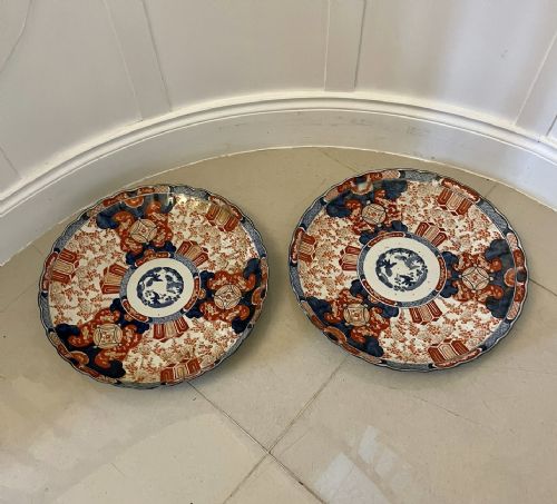 Large Pair of Antique Japanese Quality Imari Chargers