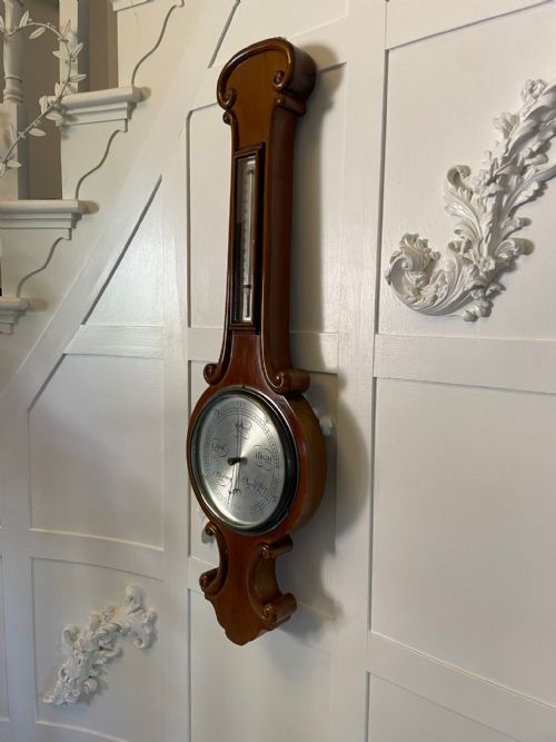 ANTIQUE VICTORIAN QUALITY MAHOGANY BANJO BAROMETER BY JAMES H KELLY OF GLASGOW - ADDITIONAL PHOTO 5