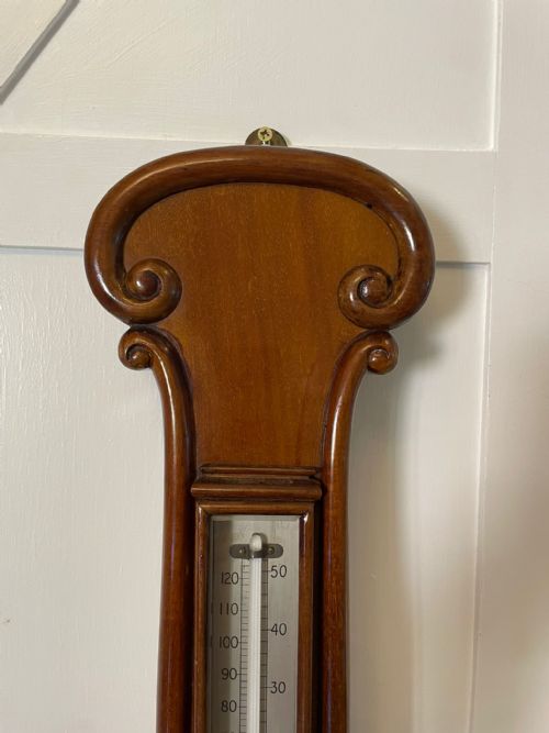 ANTIQUE VICTORIAN QUALITY MAHOGANY BANJO BAROMETER BY JAMES H KELLY OF GLASGOW - ADDITIONAL PHOTO 6