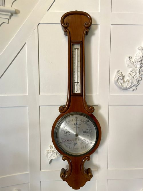 ANTIQUE VICTORIAN QUALITY MAHOGANY BANJO BAROMETER BY JAMES H KELLY OF GLASGOW - ADDITIONAL PHOTO 7