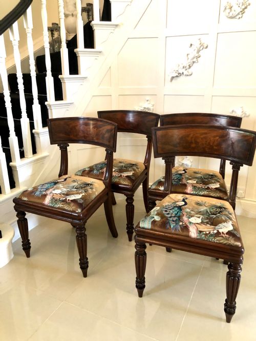 Fine Quality Set of Four Antique Mahogany Regency Library Chairs