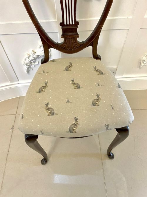 PAIR OF ANTIQUE VICTORIAN QUALITY MAHOGANY INLAID SIDE CHAIRS - ADDITIONAL PHOTO 2