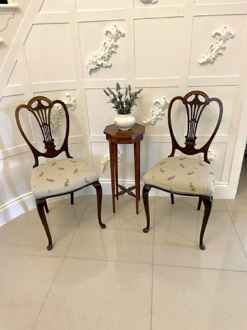 PAIR OF ANTIQUE VICTORIAN QUALITY MAHOGANY INLAID SIDE CHAIRS - ADDITIONAL PHOTO 3